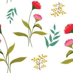 Floral Leaf and Flower Vector Pattern