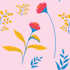 Floral Leaf and Flower Vector Pattern