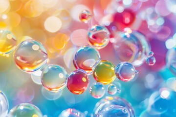 Floating Soap Bubbles in the Air