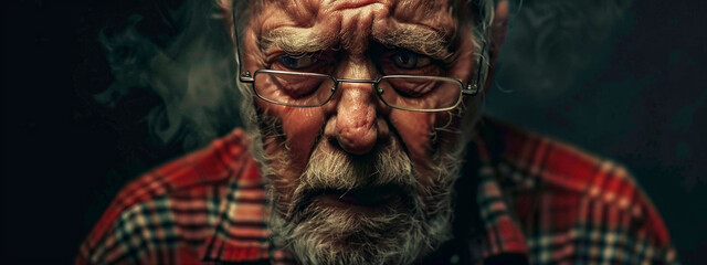 portrait of a sad elderly man. selective focus.