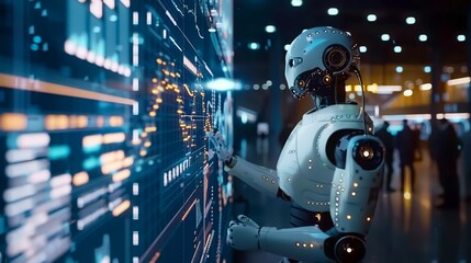 AI accountant analyzing financial data streams optimizing galaxy wide budgets