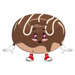cute donut mascot character vector illustration in love