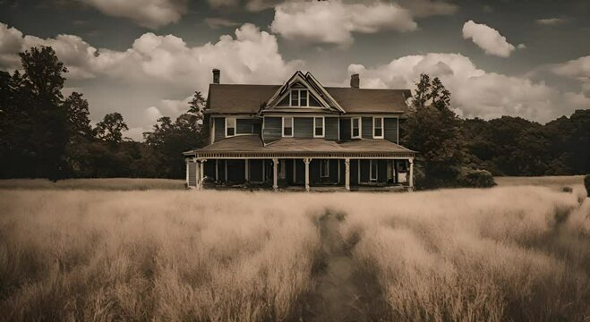American old house with horror movie scene concept