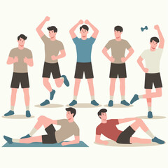 Fototapeta na wymiar Vector collection of people doing sports with a simple flat design style