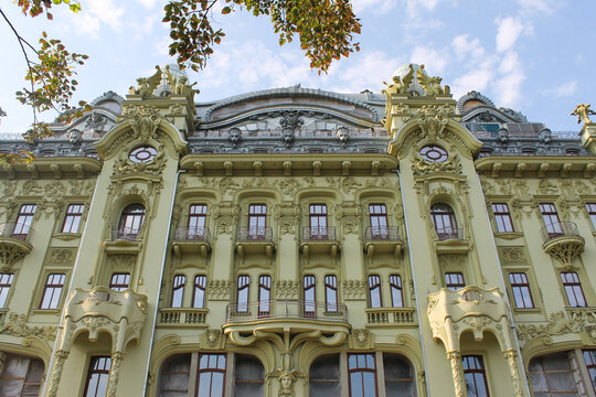 Modern style building of Bolshaya Moskovskaya hotel in Odessa Ukraine