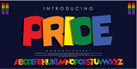 Pride Modern, minimal typography with creative urban style. Great for Black History Month, Pride, and Juneteenth celebrations with rainbow-colored vector illustrations. - obrazy, fototapety, plakaty