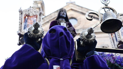 Holy week procession in Spain. Image of Jesus Christ during the holy week of spain - obrazy, fototapety, plakaty