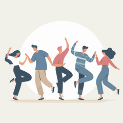 Vector group of people dancing with a simple flat design style