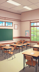 classroom with school desk