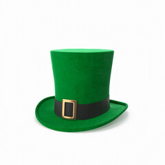 Green Leprechaun Top Hat With Gold Buckle on white background