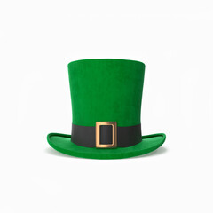 Green Leprechaun Top Hat With Gold Buckle on white background