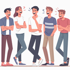 Fototapeta na wymiar Vector of a group of people laughing with a simple flat design style