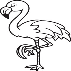 Flamingo coloring pages. Flamingo outline vector for coloring book