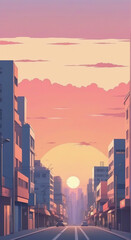 Obraz premium city at sunset
