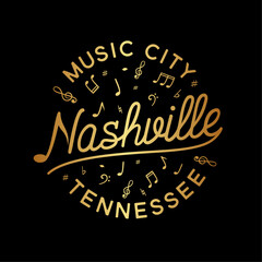Nashville music city vector design template. Nashville Tennessee logotype. Vector and illustration.
