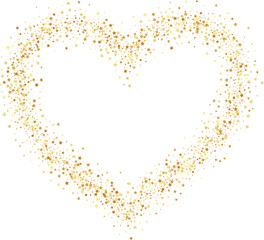 Obraz premium Golden stars confetti decoration. Heart swirl frame. Design element. Special effect on transparent background.