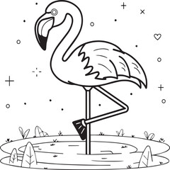 Flamingo coloring pages. Flamingo outline vector for coloring book