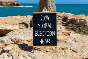 2024 global election year symbol. Concept words 2024 global election year on beautiful black...