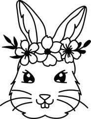 black and white Easter Bunny illustration
