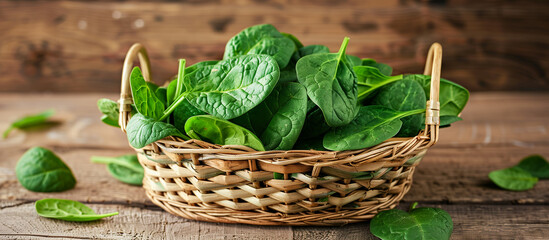 a basket filled fresh spinach leaves vegetable