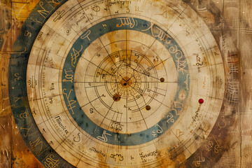 Astrological Chart Illustration - Digital Representation of a KP Kundli - obrazy, fototapety, plakaty