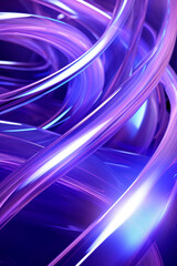 Abstract geometric violet background with glass spiral tubes, flow clear fluid with dispersion and refraction effect, crystal composition of flexible twisted pipes, modern 3d wallpaper, design element