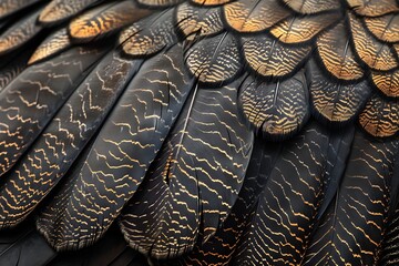 : A close-up of a bird's feathers with intricate patterns - Powered by Adobe