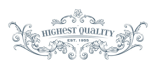 Luxury decorative vector premium quality label, rococo and baroque style