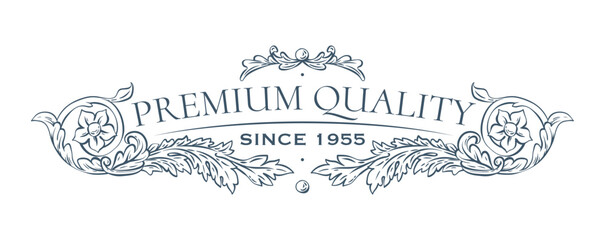 Luxury decorative vector premium quality label, rococo and baroque style