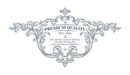 Luxury decorative vector premium quality label, rococo and baroque style