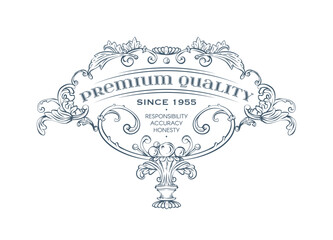 Luxury decorative vector premium quality label, rococo and baroque style