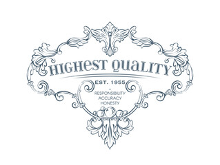 Luxury decorative vector premium quality label, rococo and baroque style