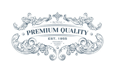 Luxury decorative vector premium quality label, rococo and baroque style
