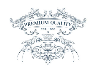 Luxury decorative vector premium quality label, rococo and baroque style