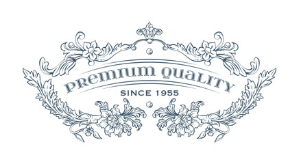 Luxury decorative vector premium quality label, rococo and baroque style