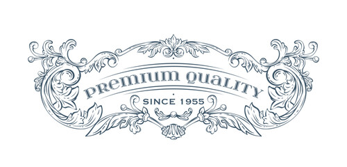 Luxury decorative vector premium quality label, rococo and baroque style