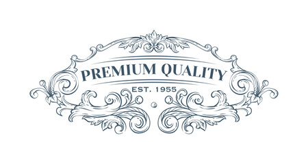 Luxury decorative vector premium quality label, rococo and baroque style