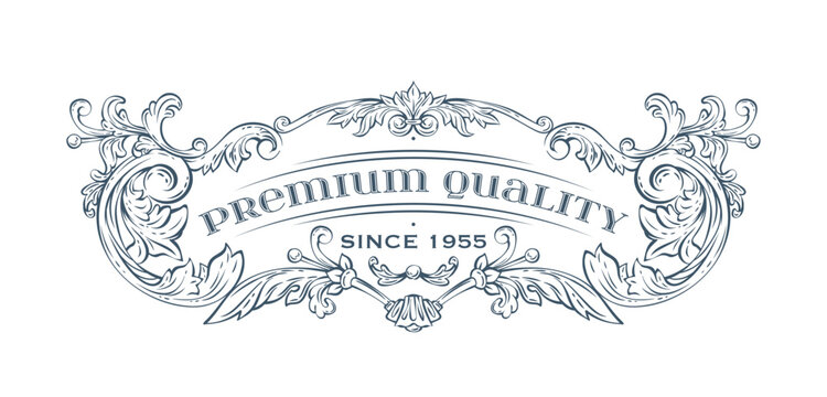 Luxury decorative vector premium quality label, rococo and baroque style