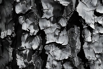 : A close-up of a tree bark with contrast between light and dark areas - obrazy, fototapety, plakaty