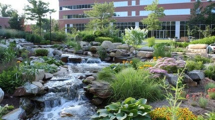 Fototapeta premium a Garden With the Waterfall