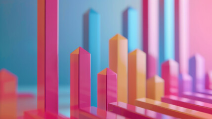 Abstract composition of pink and blue geometric shapes, depicting growth or data visualization.