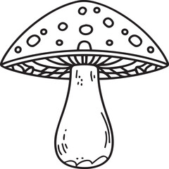 Mushroom coloring pages. Mushroom outline vector for coloring book