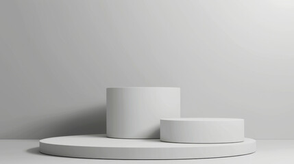 Modern monochromatic product display with curved pedestal and subtle light gradient.