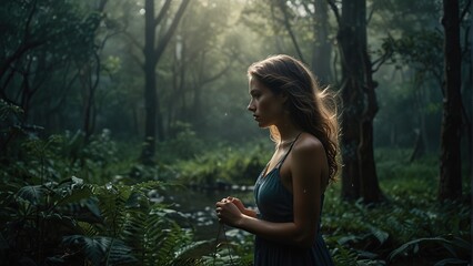 woman in the forest