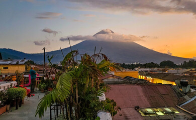 View from the rooftop of the Hotel Euromaya looking towards Volcan de Agua.