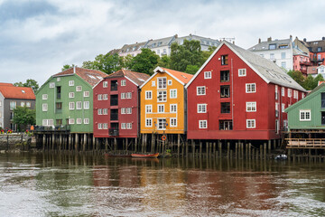 Bakklandet Wooden House Village in Trondheim in Norway - 771690309