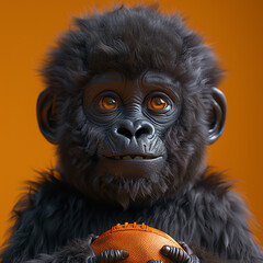 A Cute 3D Gorilla Playing American Football, generative ai