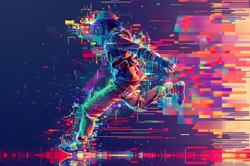: A colorful, energetic, pixel-art animation of a dancer in motion