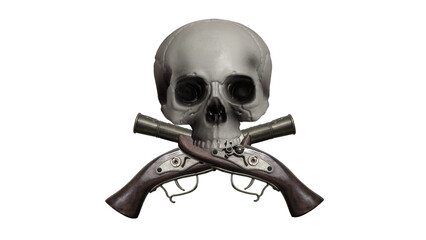 skull and cross guns on transparentbackground