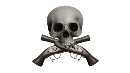skull and cross guns on transparentbackground